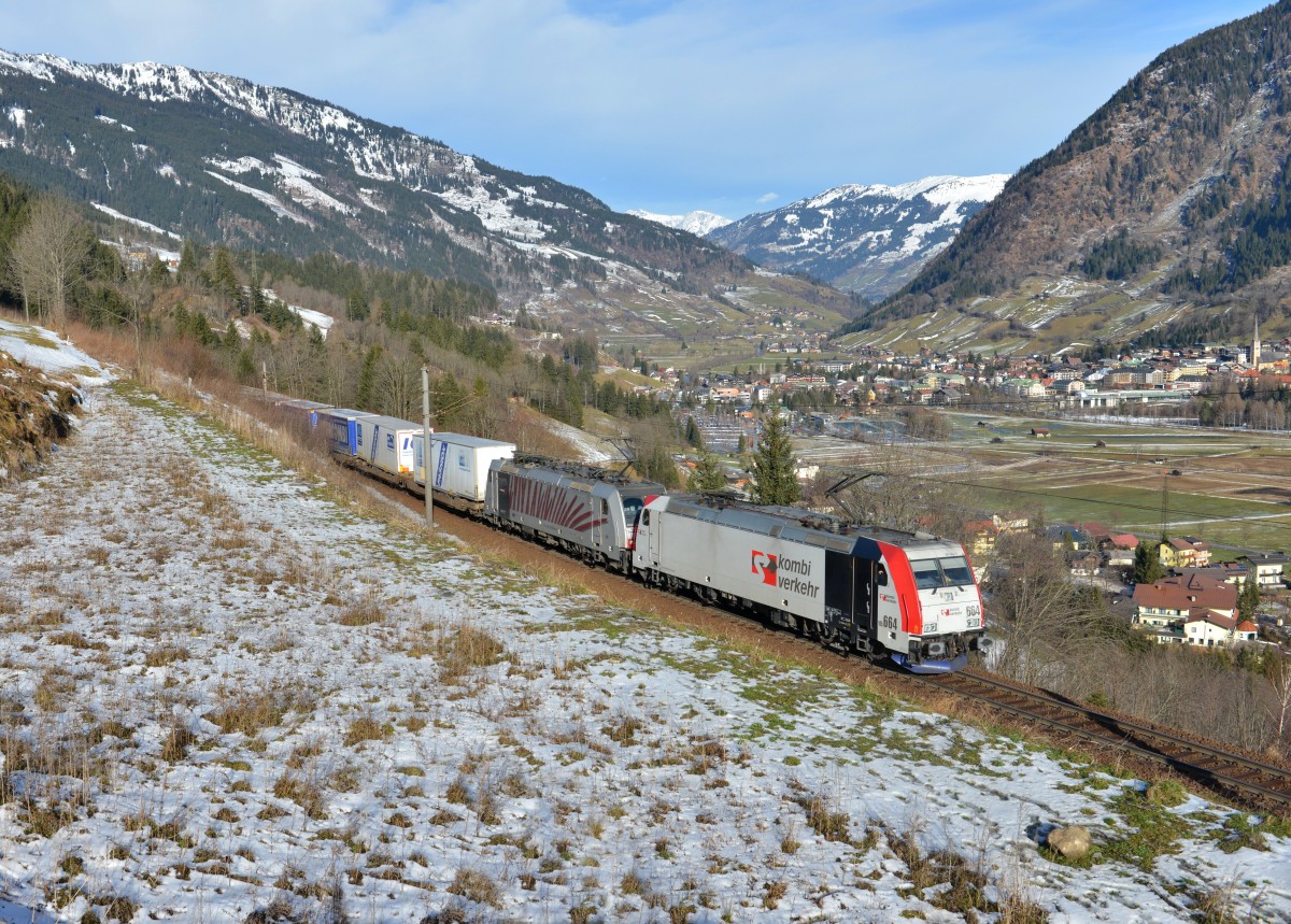 185 664 + 186 284 mit TEC 41851 am 10.01.2015 bei Angertal.