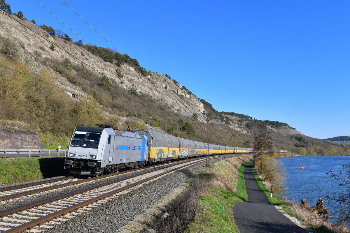 185 672 mit einem Altmann am 06.04.2018 bei Gambach. 