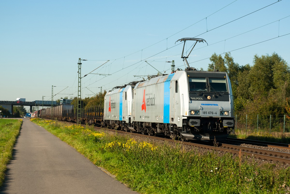 185 676-4 und 186 145-9 (kalt) in Meerbusch-Osterath am 02.10.2015