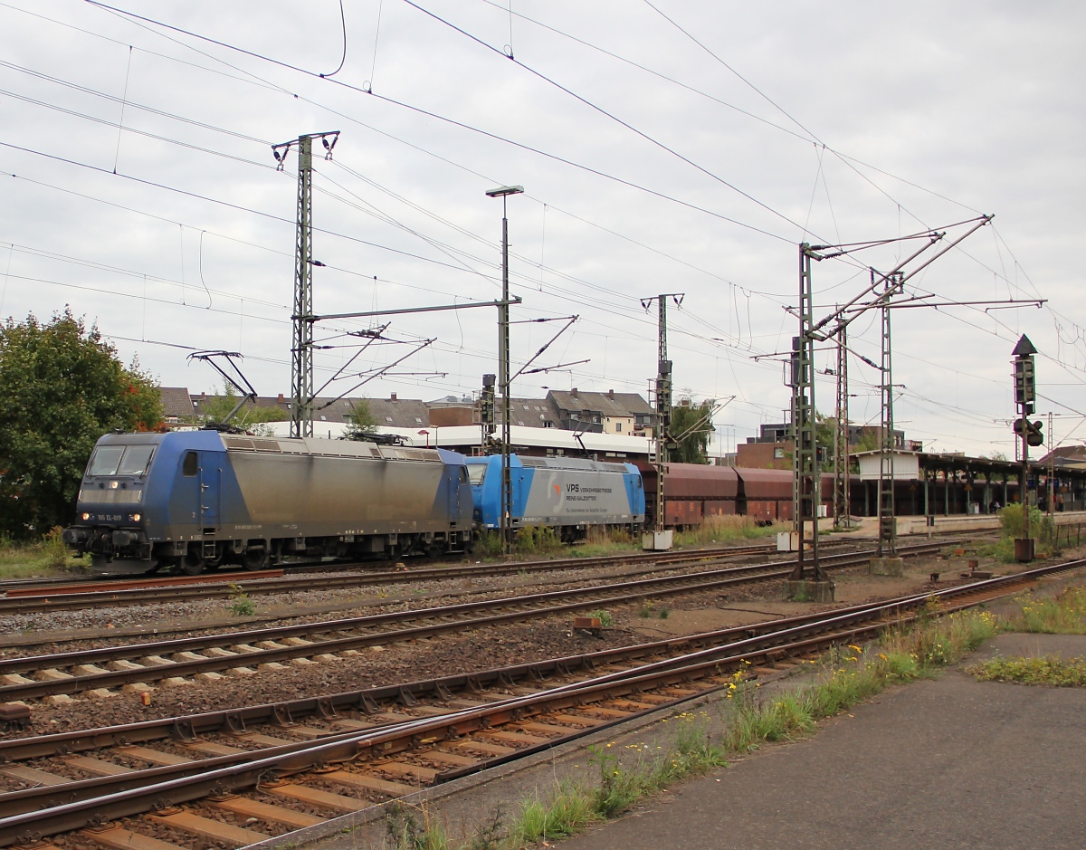 185-CL 009 (185 509-7) mit 185 530-3 mit Erzwagen in Lehrte. Aufgenommen am 21.09.2013.