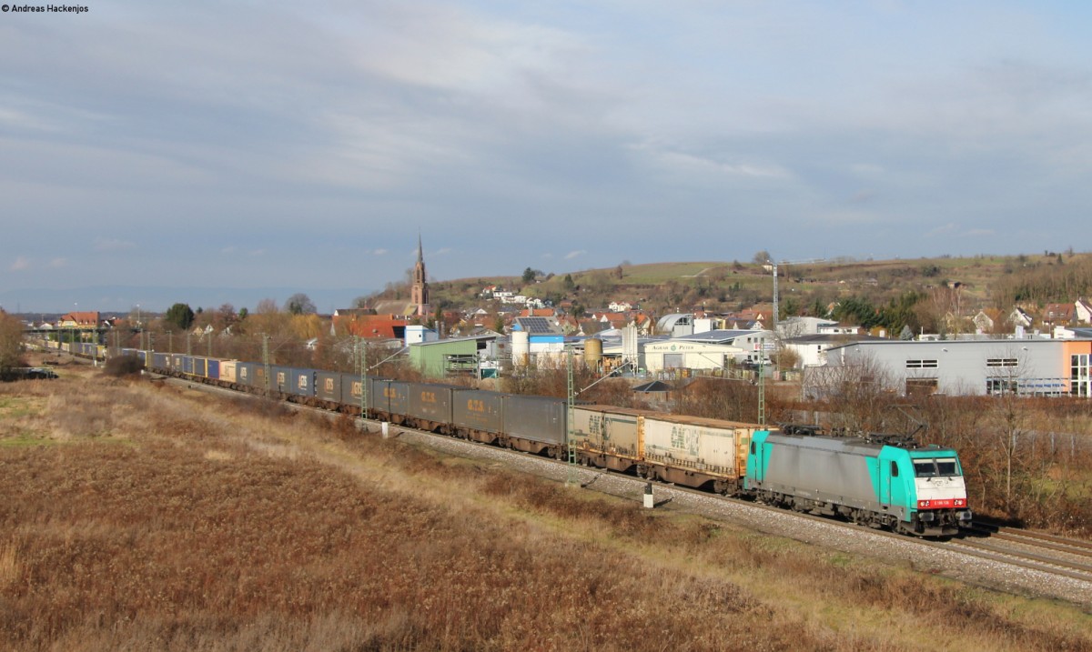 186 126-9 mit dem DGS 40185 (Zeebrügge-Piacenza) bei Teningen 15.1.14