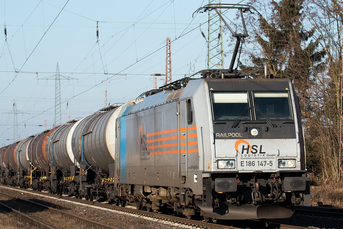 186 147-5 HSL Logistik durch Ratingen Lintorf am 26.01.2017