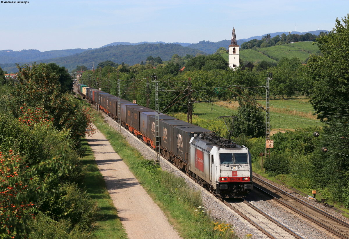 186 150-9 mit dem DGS 40047 (Zeebrugge Ramskapelle-Piacenza) bei Denzlingen 23.7.20