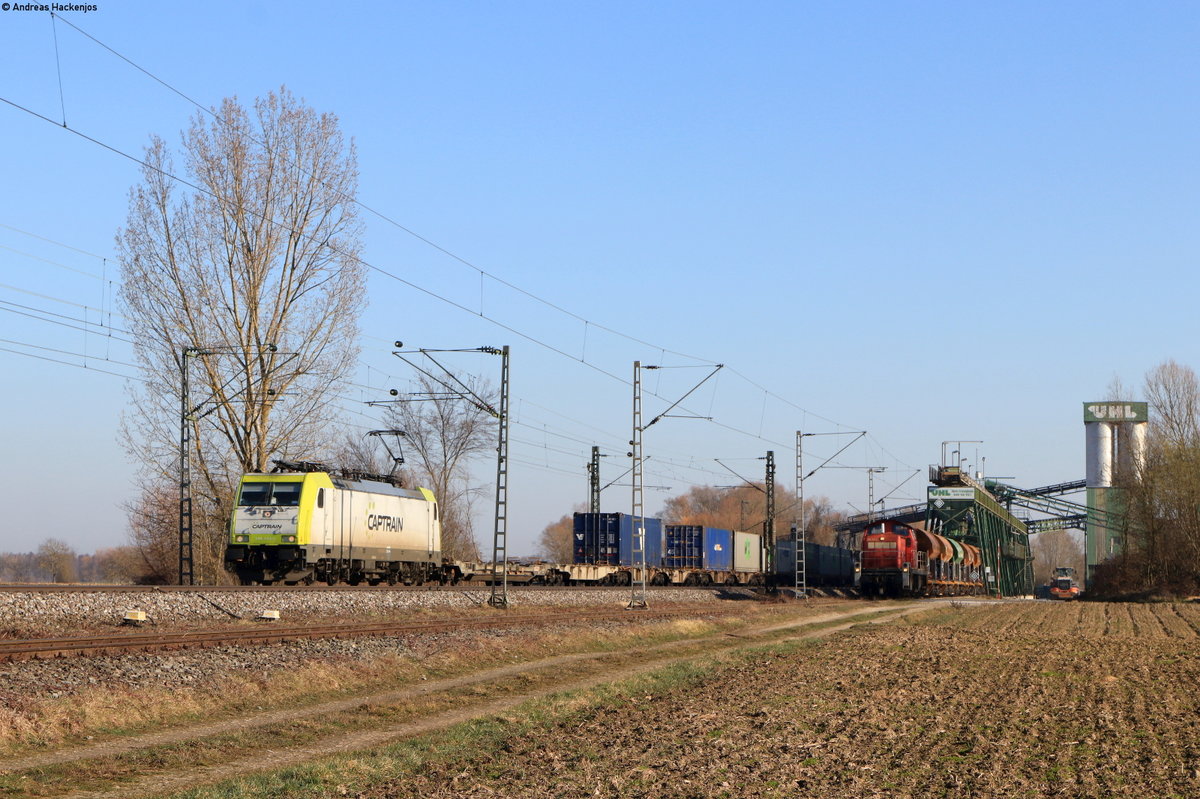 186 153-3 mit dem DGS 40233 (Rotterdam Waalhaven-Melzo) bei Friesenheim 2.3.21