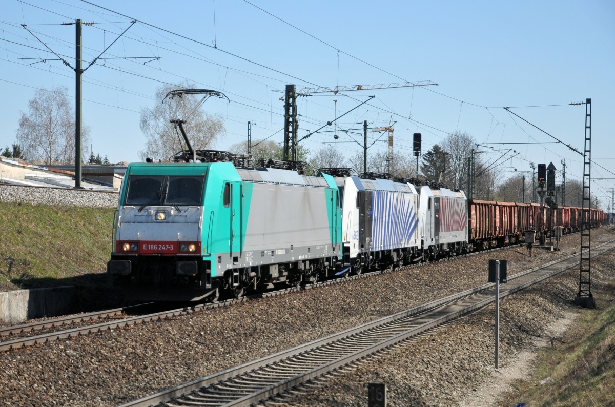 186 247 mit 185 662 & 186 284 am 29.03.14 bei München-Trudering