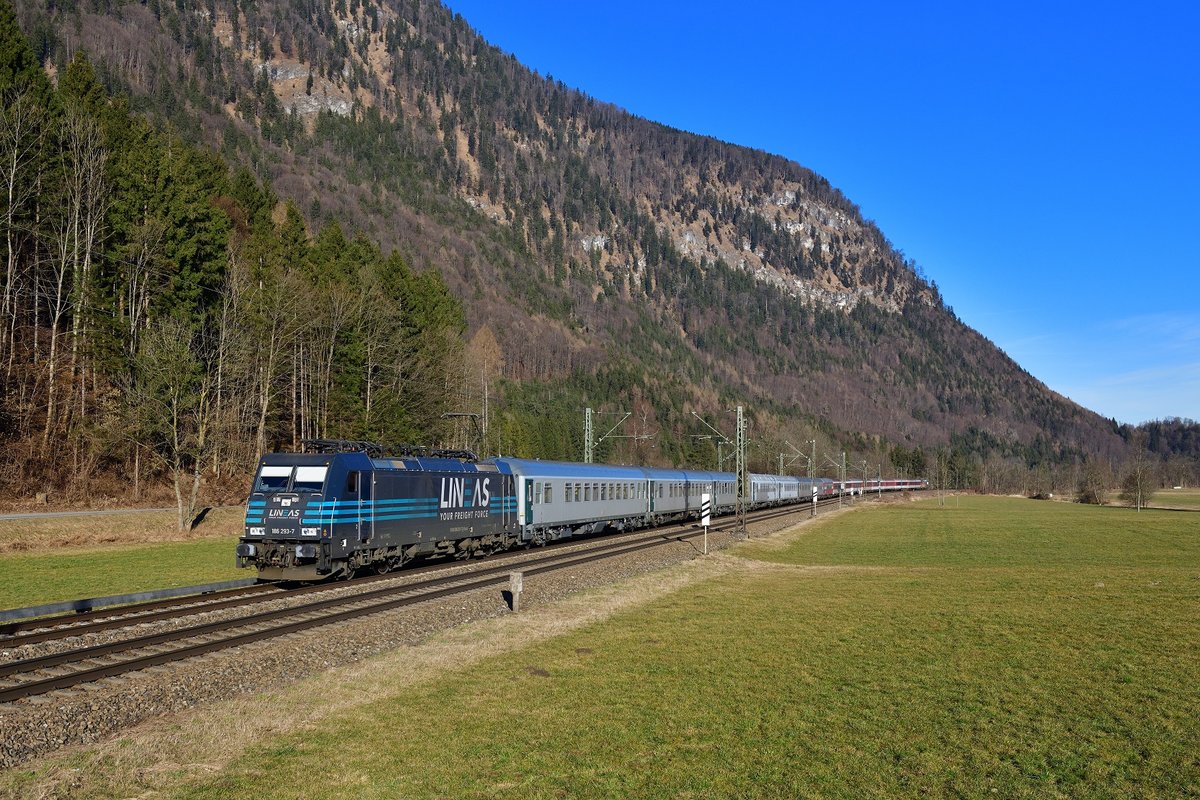 186 293 mit DPF 13465 am 22.02.2020 bei Niederaudorf.