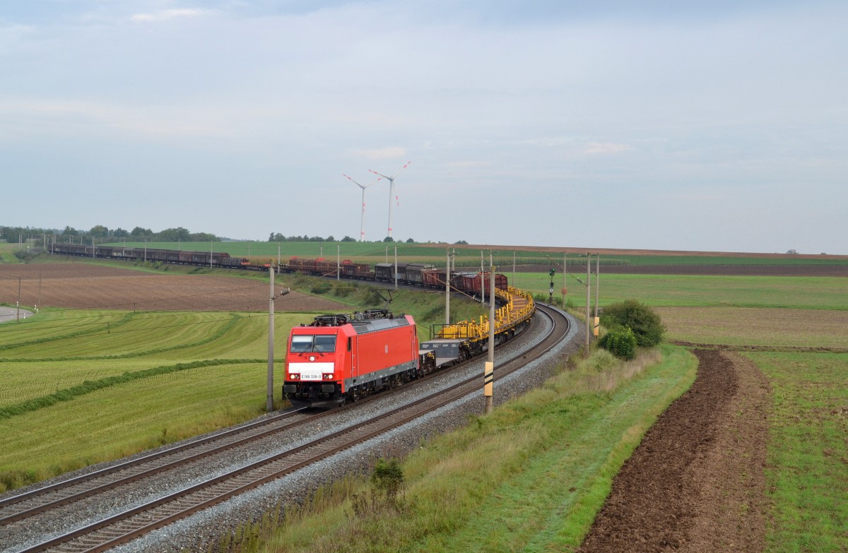 186 338 mit EZ 51881 Mannheim Rbf - Nürnberg Rbf am 18.09.2014 bei Uffenheim