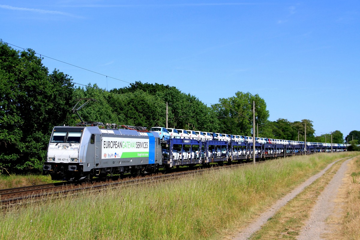 186 421-4 Ruhrtalbahn am 12.06.2015 bei Woltorf