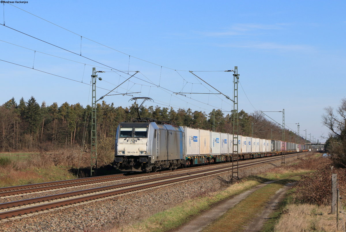 186 424-8 mit dem DGS **** (Genk-Zuid-R.O.-Haven-Novara Boschetto) bei Friedrichstal 6.3.21