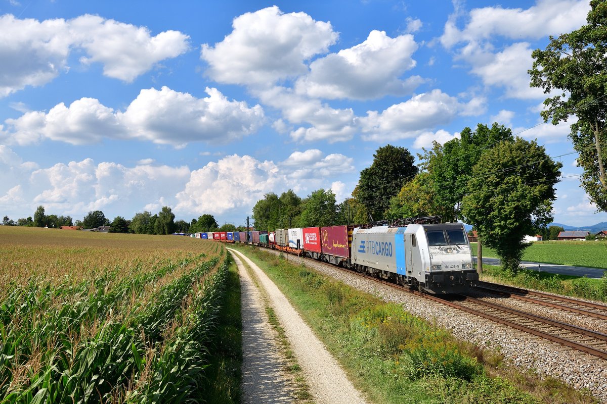 186 425 mit DGS 40679 am 01.09.2019 bei Langenisarhofen. 