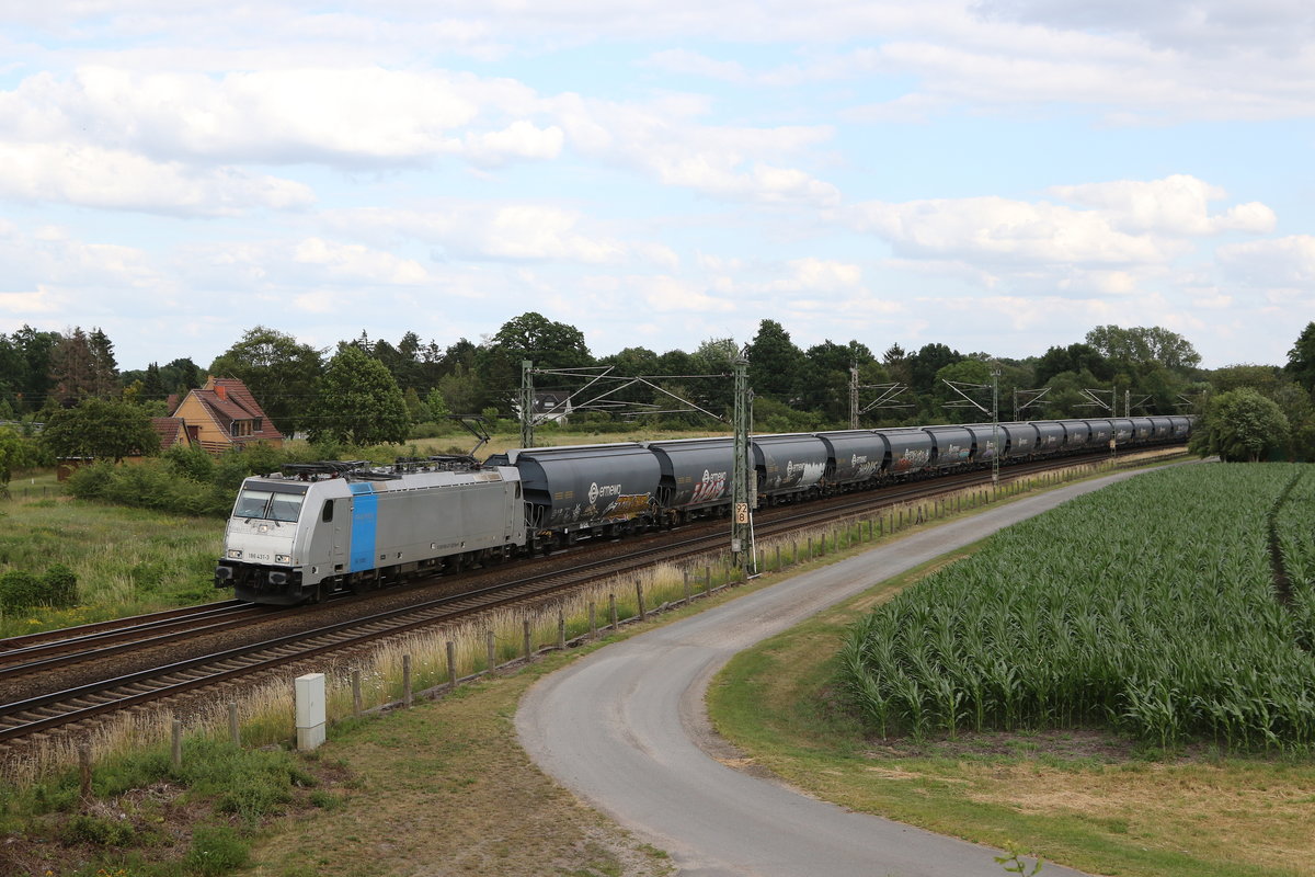 186 431 mit Schüttgutwagen am 29. Juni 2020 bei Langwedel.