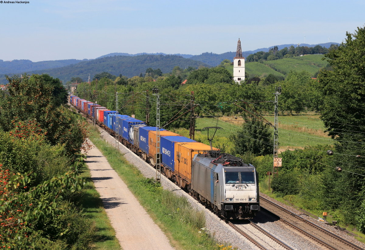 186 456-0 mit dem DGS 40059 (Lage Zwaluwe-Milano Smistamento) bei Denzlingen 23.7.20