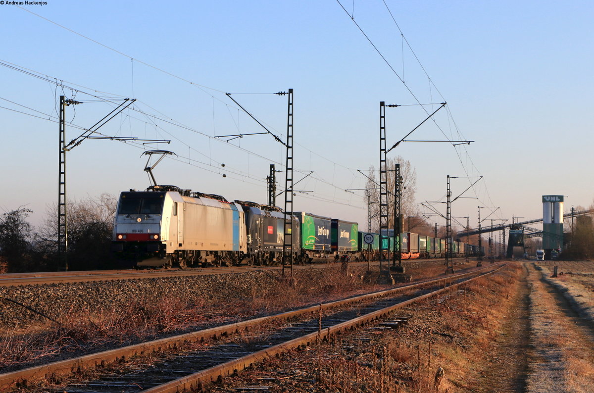 186 496- und 193 *** mit dem DGS 40105 (VOROUX-BASE TRAVAUX LGV-Luino SBB) bei Friesenheim 2.3.21
