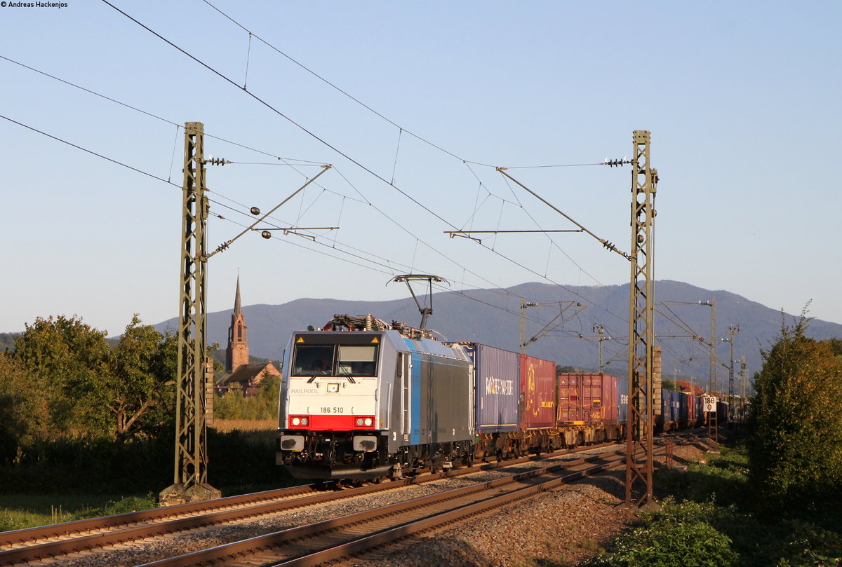 186 510-4 mit dem DGS 40040 (Milano SM-Zeebrugge Vorming) bei Köndringen 19.9.19