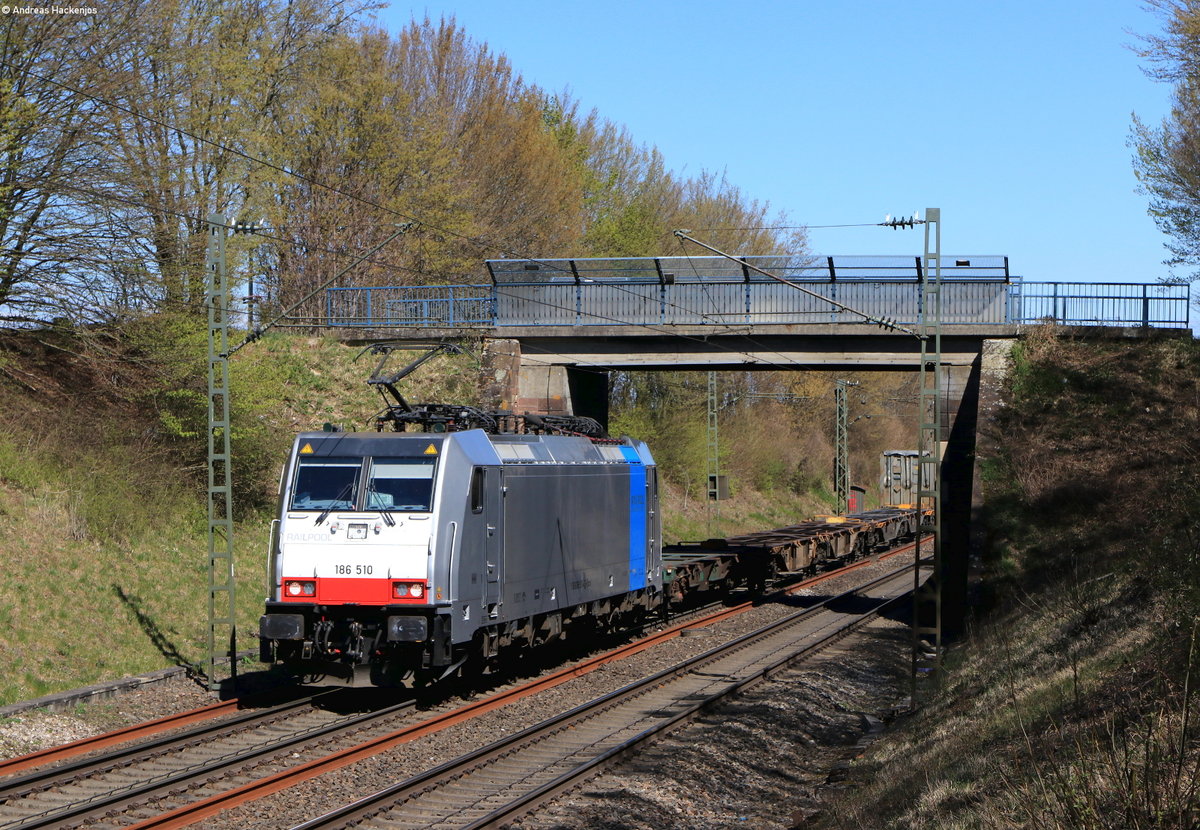 186 510-4 mit dem DGS 40059 (Lage Zwaluwe-Milano Smistamento) bei Tunsel 31.3.20