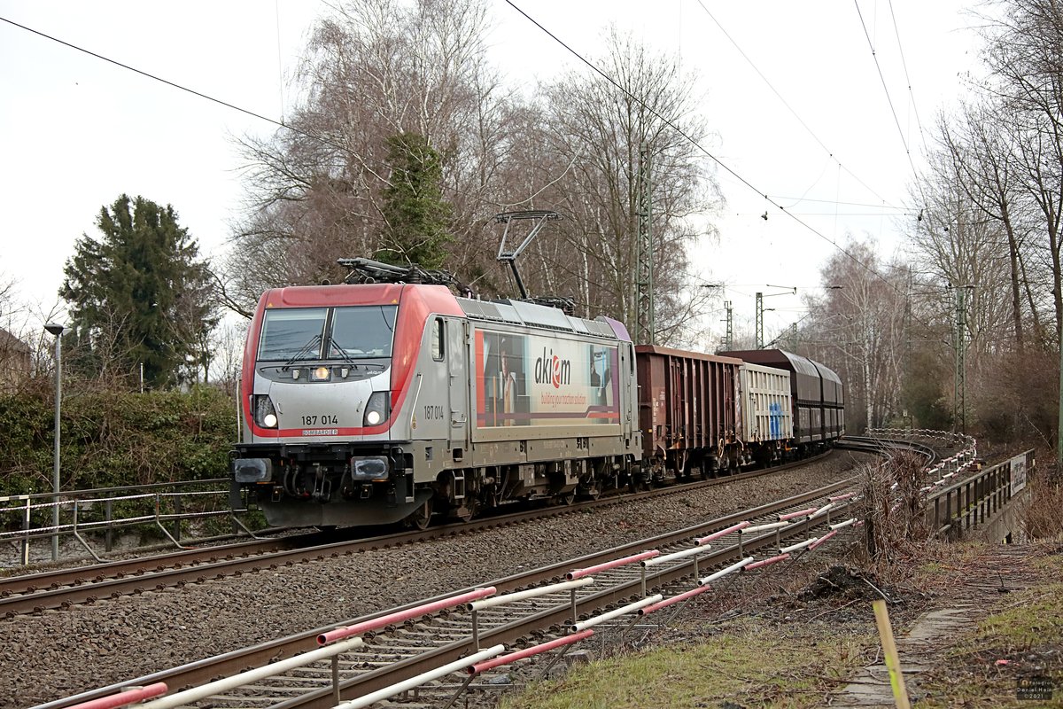 187 014 akiem in Gelsenkirchen Buer Nord, Januar 2021.