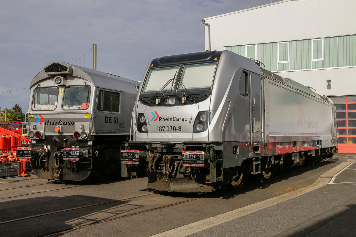 187 070-8 RHC und DE81 Class 66 RHC in Brühl, am 09.09.2018.