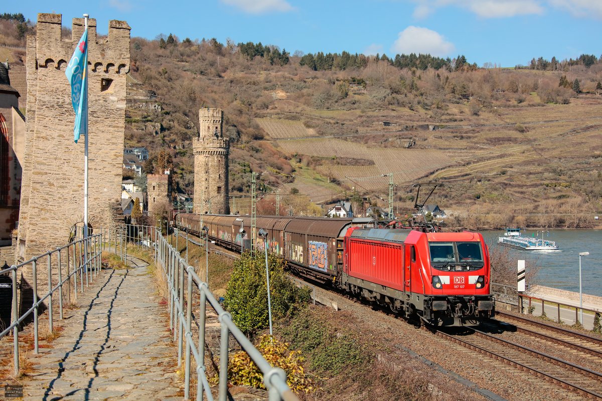 187 107 DB in Oberwesel, März 2021.