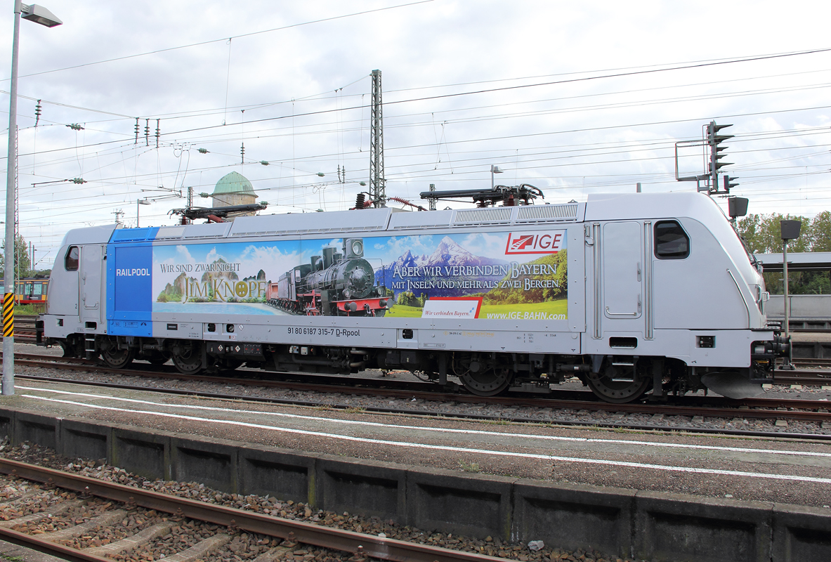 187 315-7 D-RPOOL / Railpool GmbH / Hauptbahnhof Karlsruhe / 28.09.2019