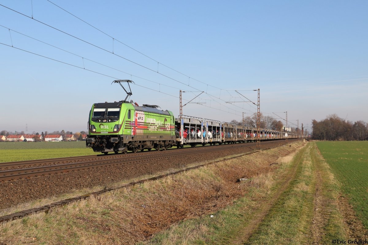 187 505 der HSL am 26.02.19 bei Vornhagen.