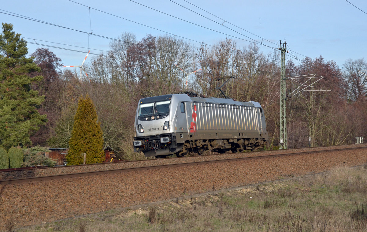 187 507 rollte am 19.01.19 Lz durch Burgkemnitz Richtung Bitterfeld.