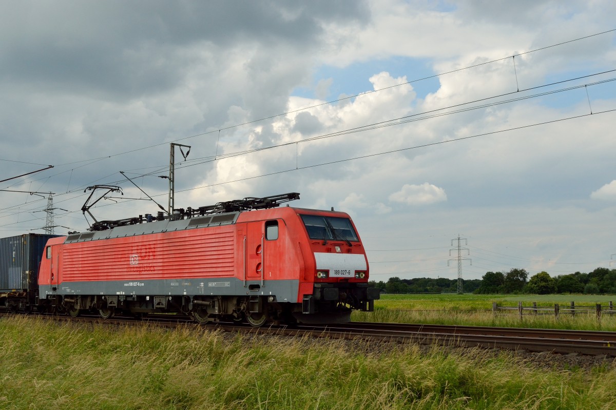 189 027-6 am 21.06.2014 in Voerde (Niederrhein).