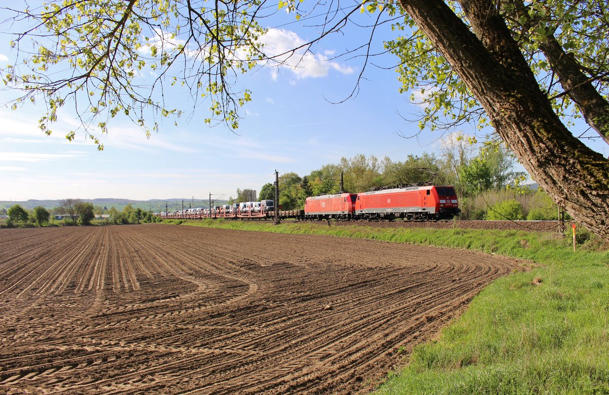 189 095 und 185 118 zu sehen am 28.04.18 in Remschütz.
