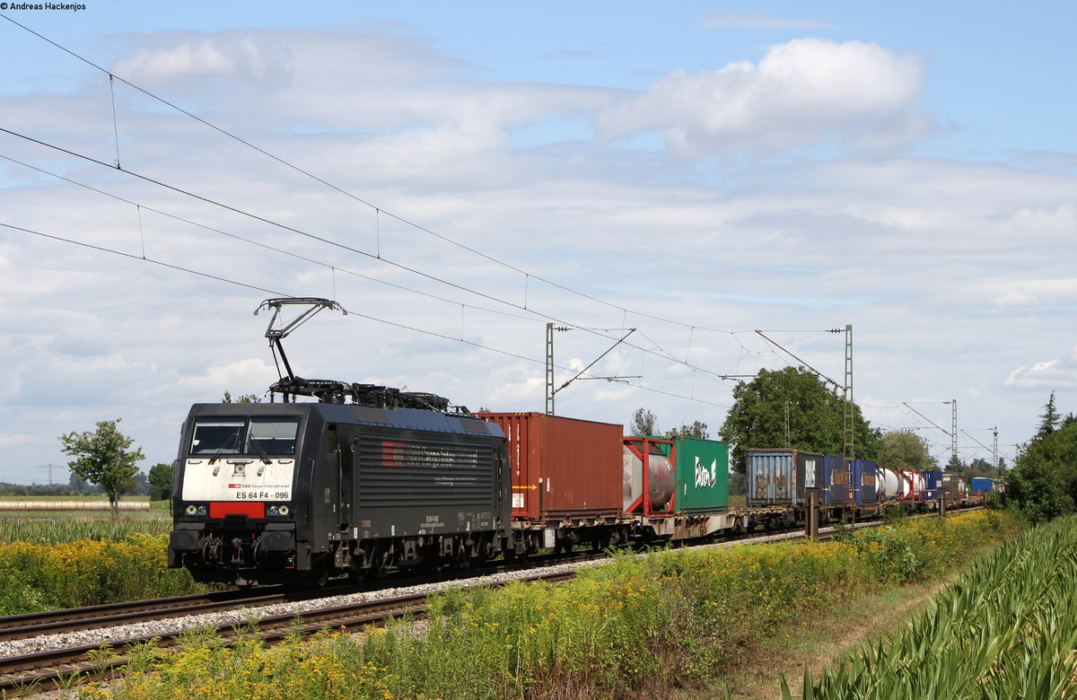 189 096-1 mit dem DGS 40201 (Waalhaven Zuid-Gallarate) bei Riegel 14.8.19