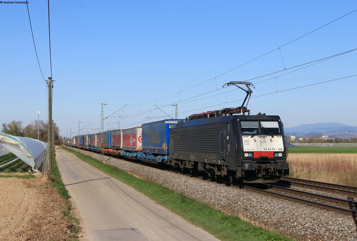 189 109-2 mit dem DGS 43741 (Köln Eifeltor-Novara Boschetto) bei Niederschopfheim 24.3.20