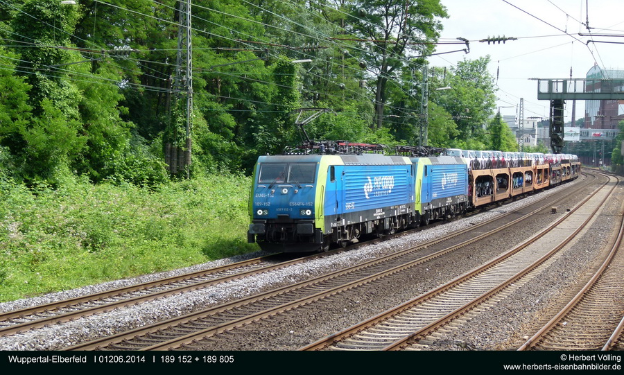 189 152 (ES 64 F4 152)+ 189 805 (ES 64 F4 805)in Wuppertal-Elberfeld