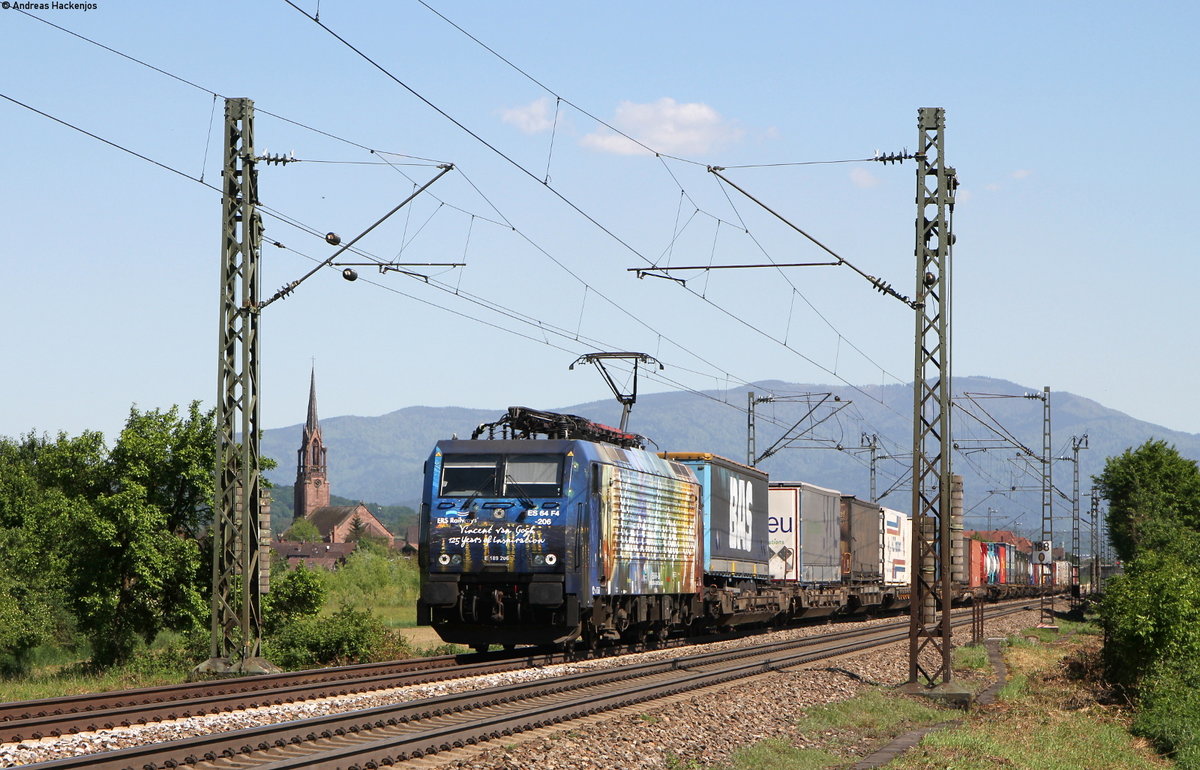 189 206-6 mit einem KV Zug bei Köndringen 17.5.17