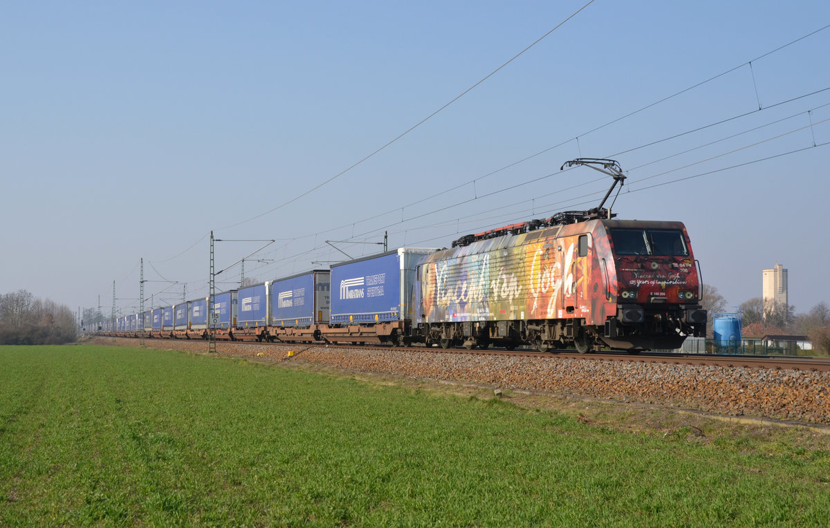 189 206 der LTE führte am 28.03.20 einen Miratrans-KLV durch Gräfenhainichen Richtung Wittenberg.