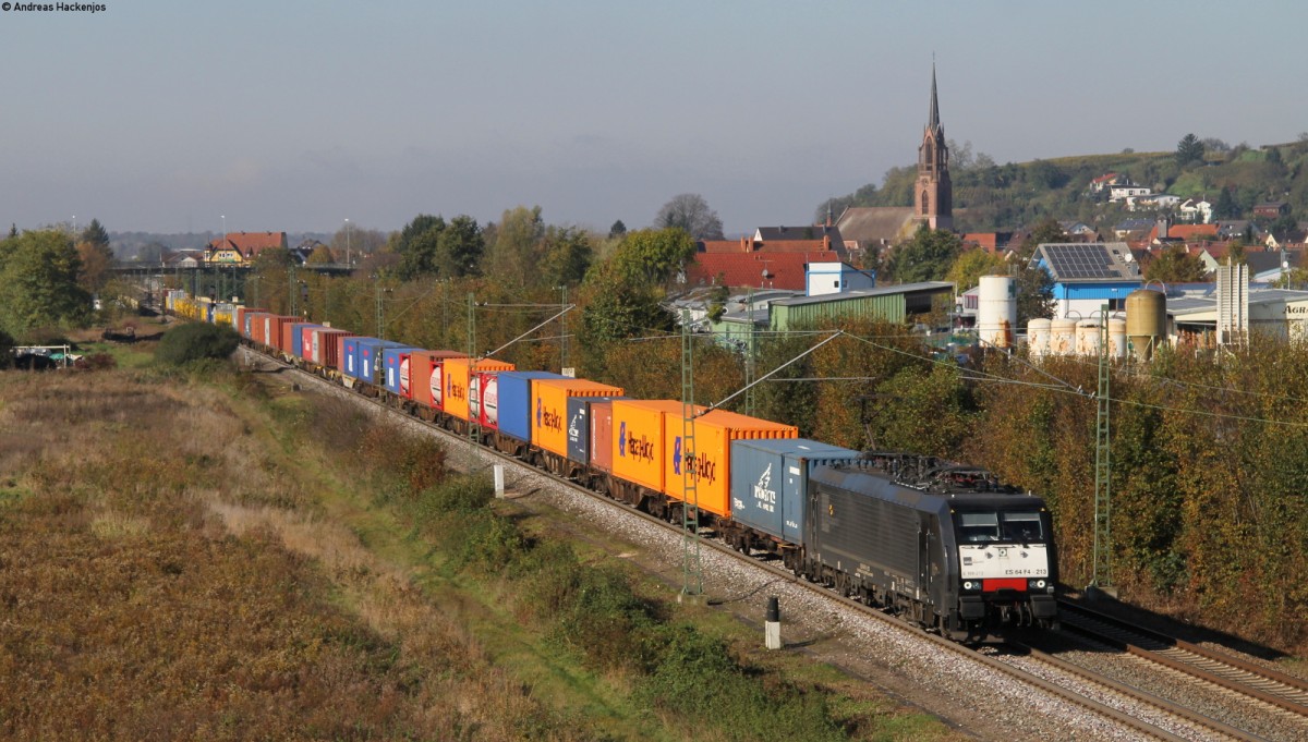189 213-2 mit einem Containerzug bei Teningen 31.10.13