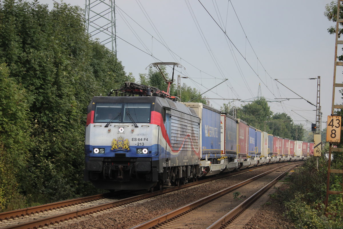 189 213 mit KLV auf der Hamm-Osterfelder unterwegs in Richtung Westen am 23.9.17
