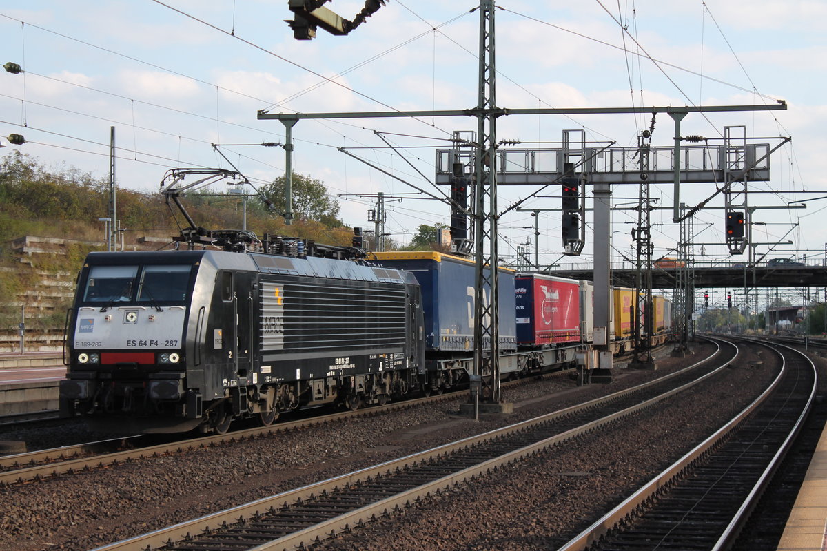 189 287 mit Aufliegern am 14.09.2018 in Kassel-Wilhelmshöhe.