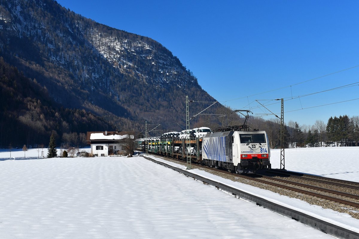 189 914 mit DGS 48865 am 16.02.2019 bei Niederaudorf.