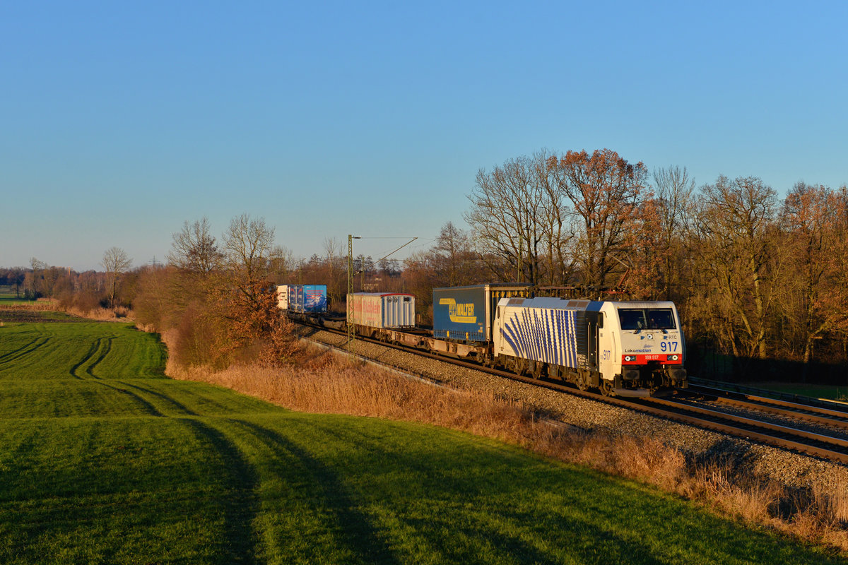 189 917 mit DGS 43129 am 29.11.2016 bei Hilperting. 