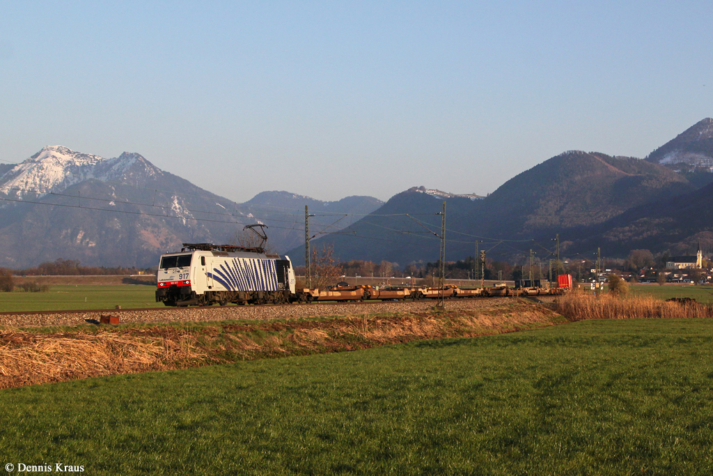 189 917 mit KLV Zug am 29.03.2014 bei Bernau.