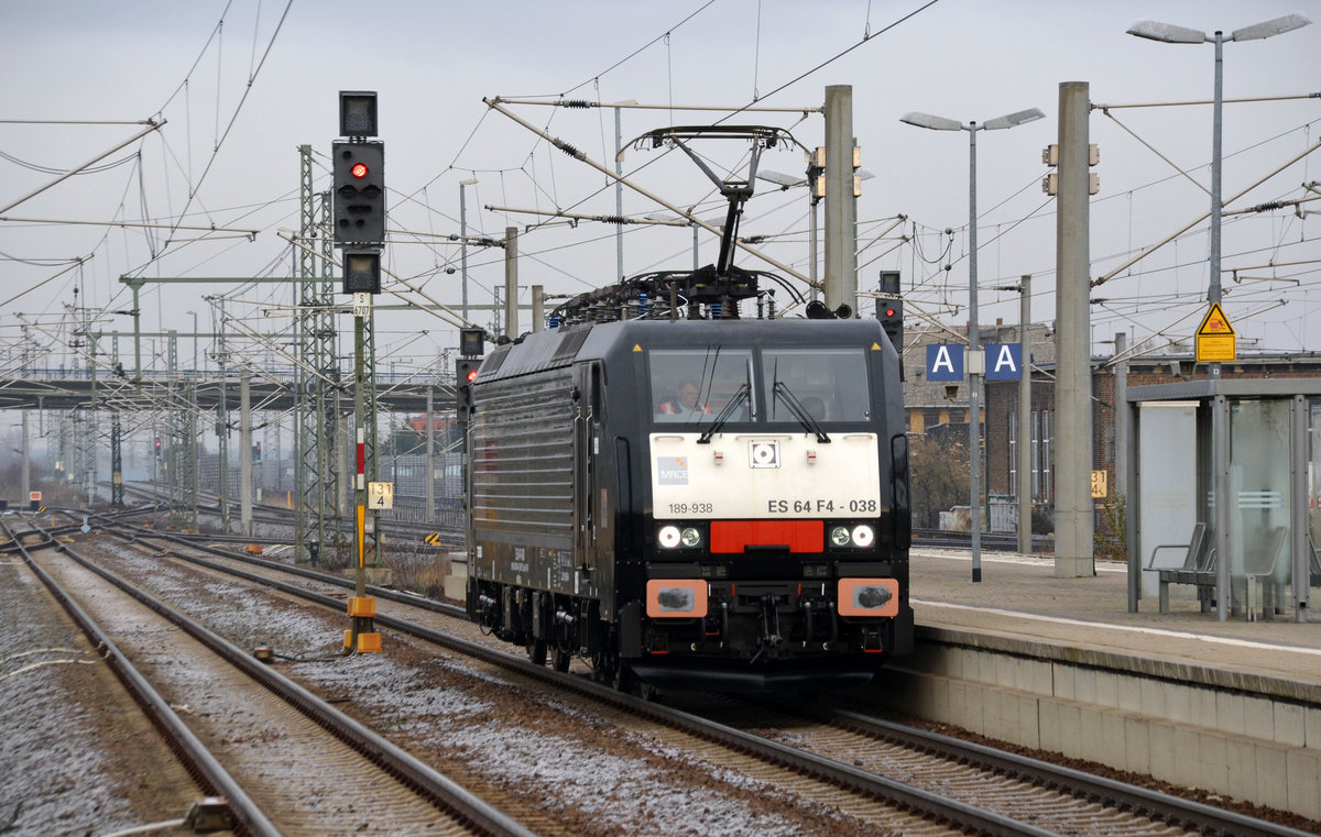 189 938 befand sich am 06.12.16 auf einer probefahrt vom Werk Dessau aus Richtung Wittenberg. In Bitterfeld wurde dabei die Fahrtrichtung gewechselt.