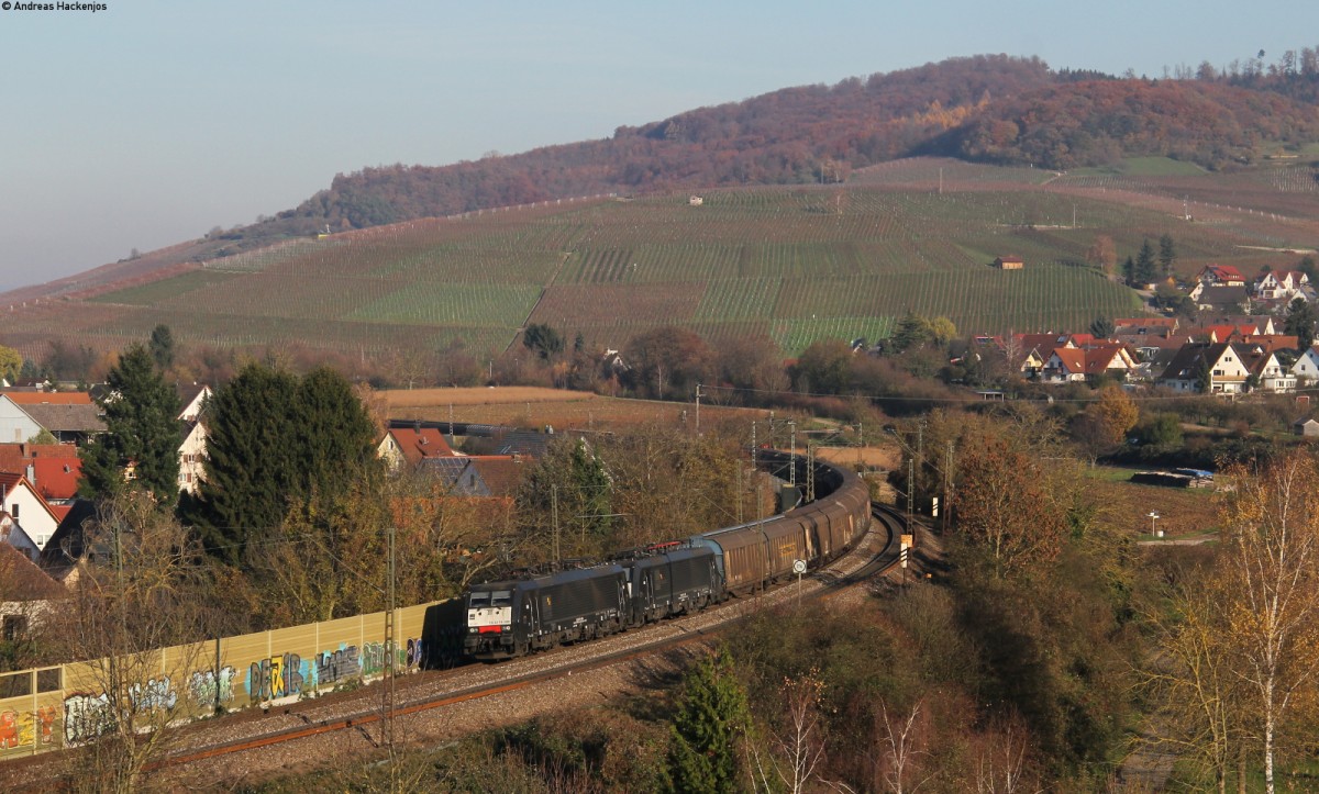 189 988-9 und 189 *** mit dem DGS 47083 (Dortmund Scharmhorst-Modena) bei Schallstadt 27.11.13
