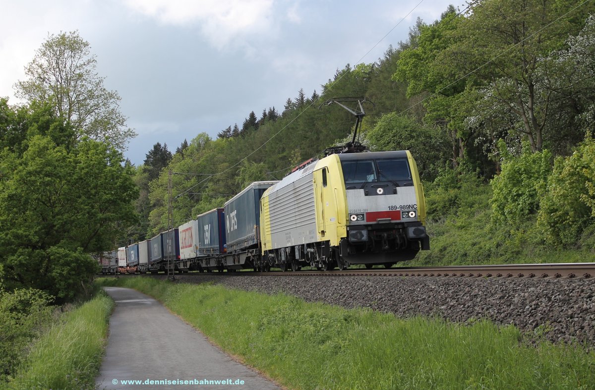 189 989-7 DISPO mit Auffliegern bei Erzhausen am 15.05.2016