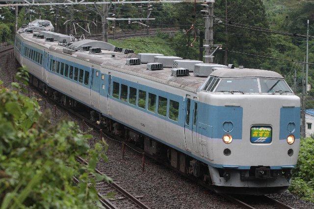 189 :Electoric-Car. JR-East Chuou-Line.Series 189 Special Express Electoric Car  AZUSA-71  in Ura-Takao,Tokyo,Japan 09.AUGUST.2014