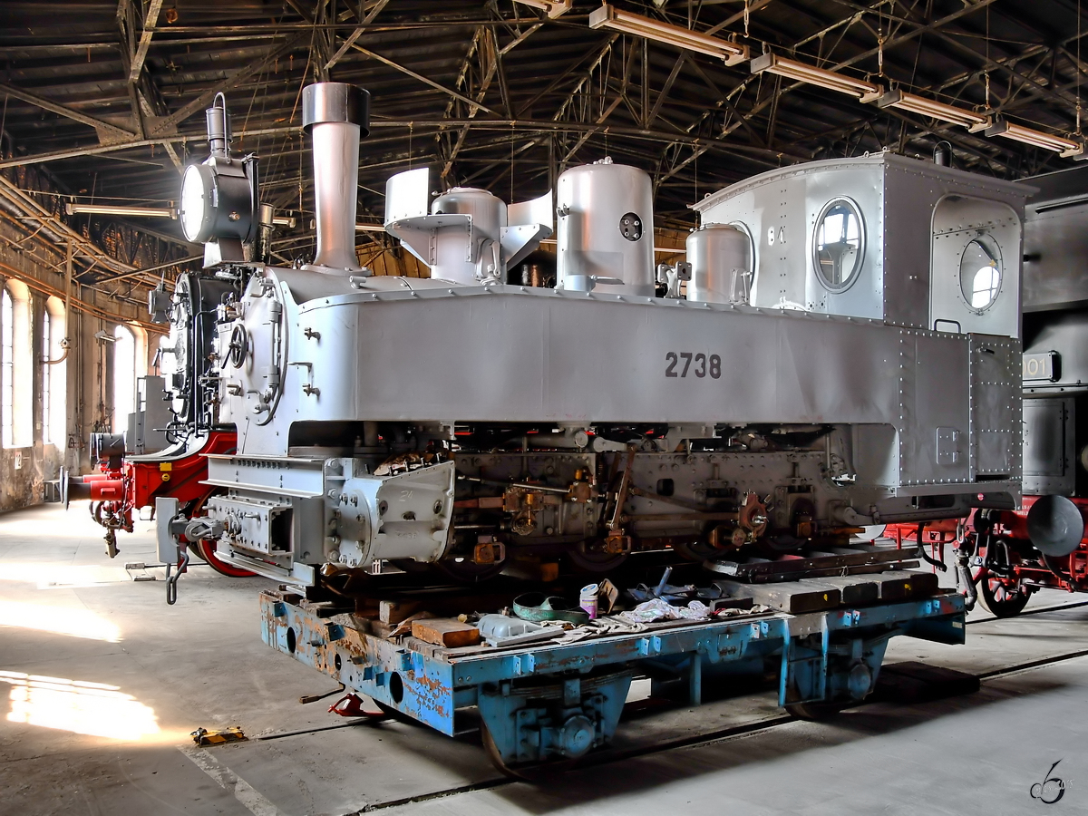 1919 wurde diese Brigadelokomotive von Hartmann unter der Fabriknummer 4300 ausgeliefert. (Sächsisches Eisenbahnmuseum Chemnitz-Hilbersdorf, April 2018)