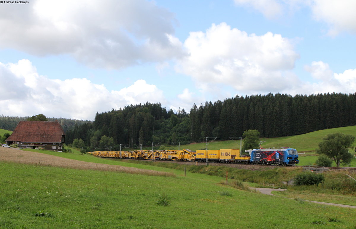 192 007-3 und 203 006-6 (Zugschluss) mit dem DGV 92586 (Immendingen-Darmstadt Hbf) bei Stockburg 16.8.19