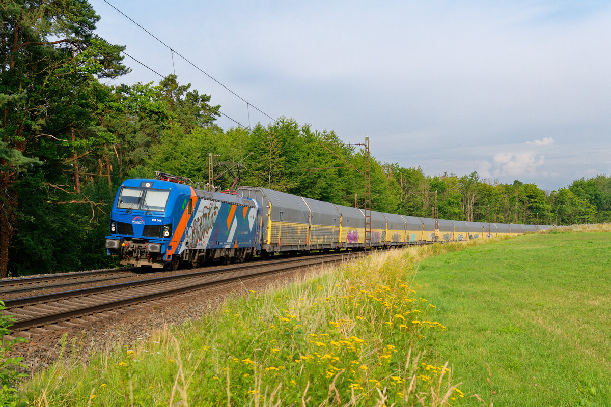 192 009 Northrail/TXL  Railfanatics  mit einem ARS Altmann Autotransportzug bei Burgthann Richtung Regensburg, 02.08.2020