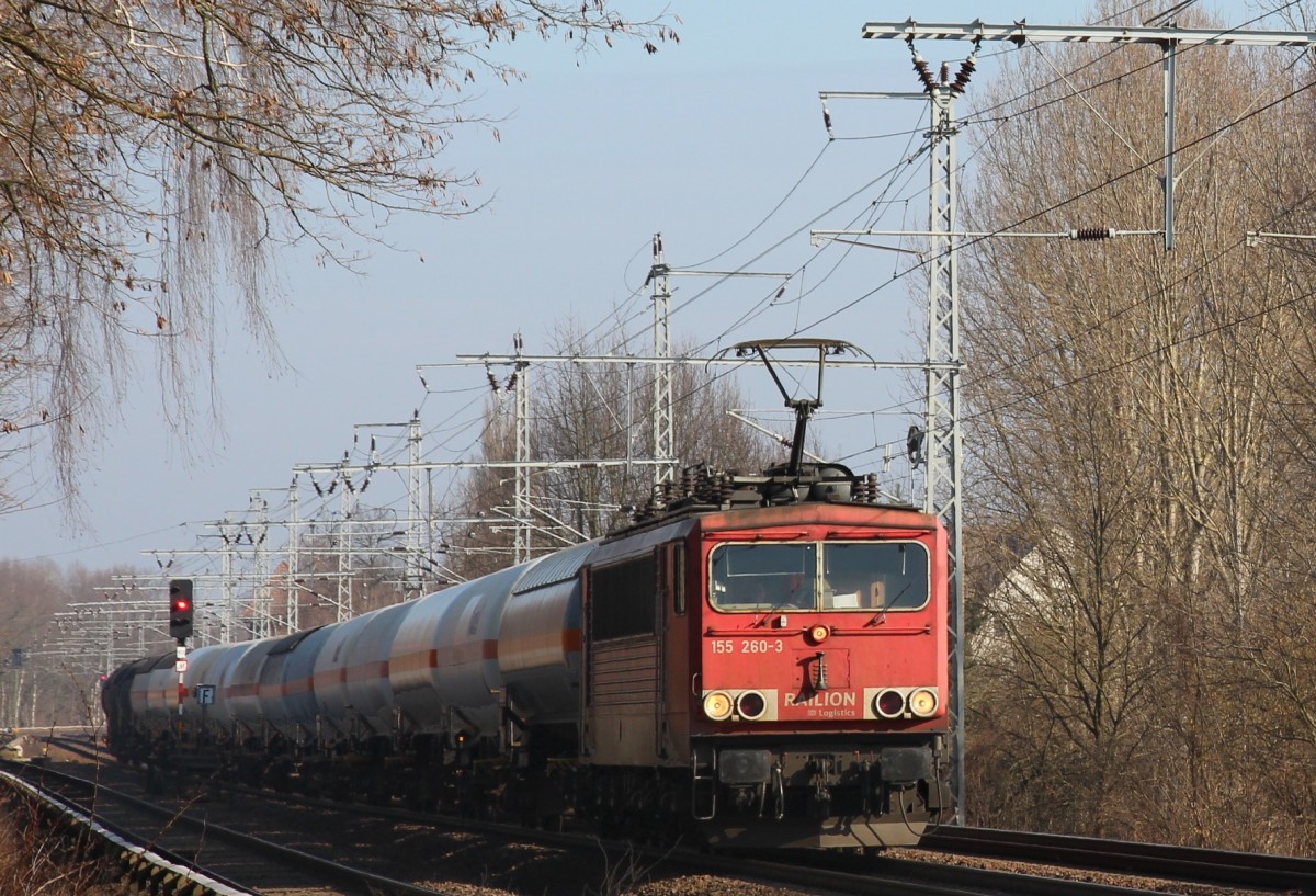 19.2.2015 Zepernick. 155 260 mit Kesselzug Richtung Karower Kreuz.