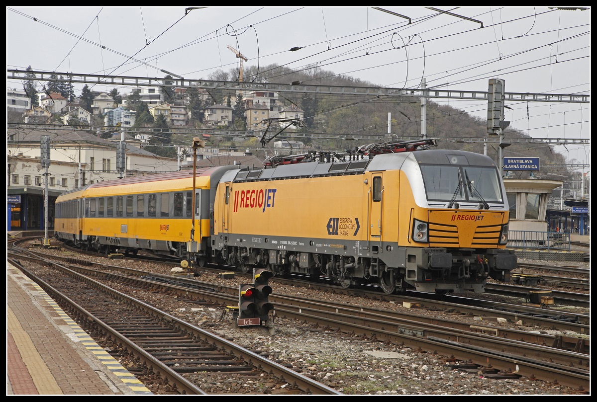 193 205 mit Regiojet in Bratislava Hlavna Stanice am 25.03.2019.