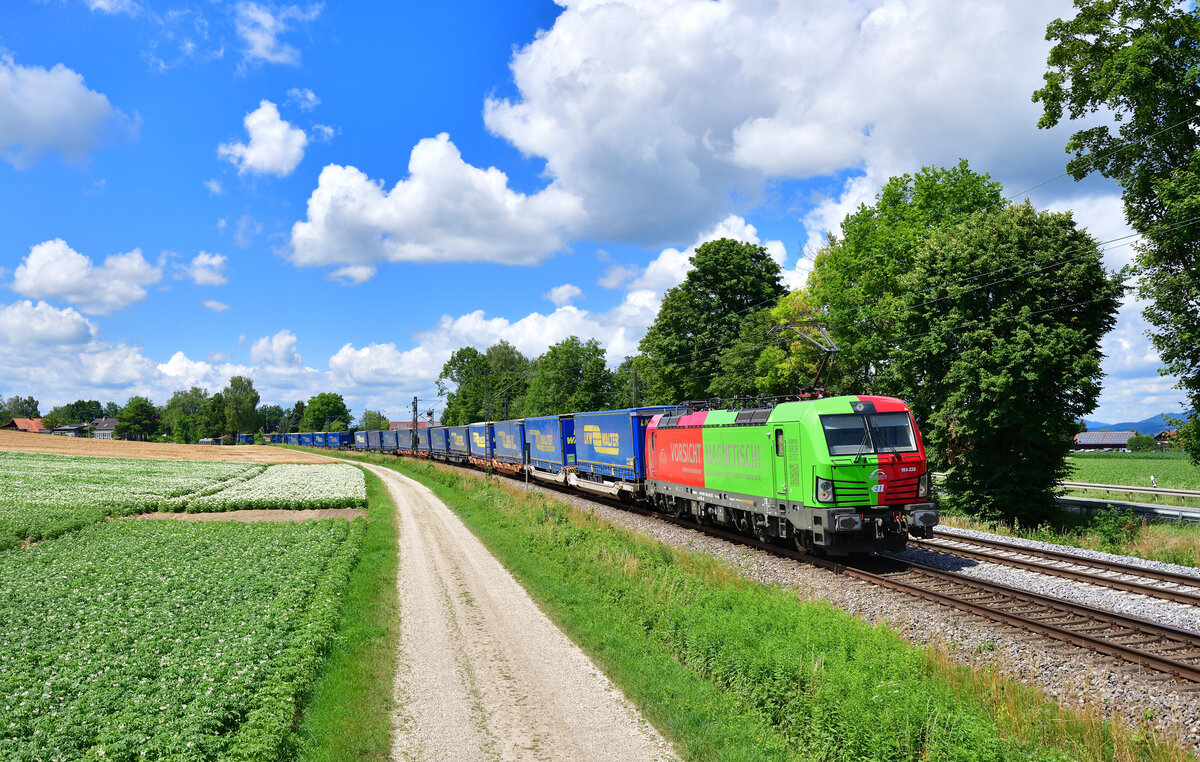 193 228 mit DGS 43947 am 25.06.2022 bei Langenisarhofen.