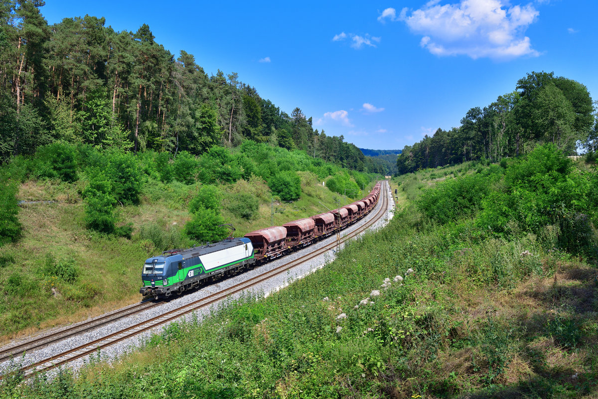 193 233 mit einem Güterzug am 09.08.2020 bei Sinngrün.