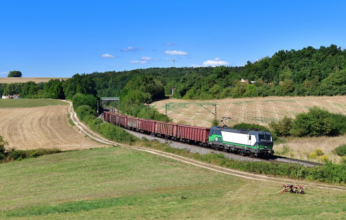 193 233 mit einem Güterzug am 23.08.2022 bei Edlhausen.